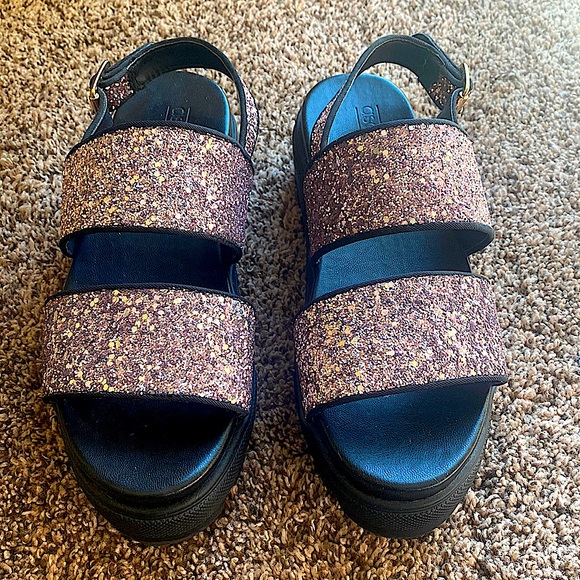 Never been worn adorable ASOS pink glitter Chunky Sandals - Picture 1 of 6